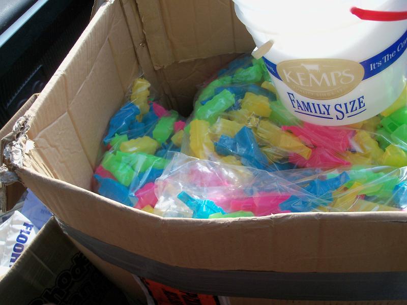 100_1485.JPG - The locomotive whistles that were handed out