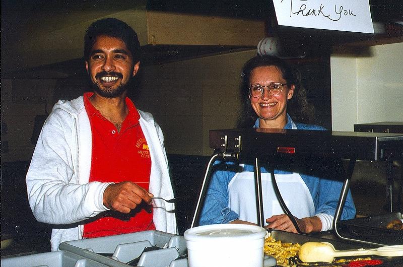 scan0028.jpg - Dee and Marilyn serve at a Fish Fry fundraiser.
